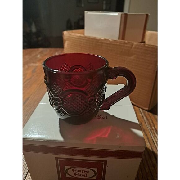 Vintage Avon 1990 1876 Cape Cod Ruby Red Cup & Saucer Set NOS w/ Box #3 - Picture 6 of 9